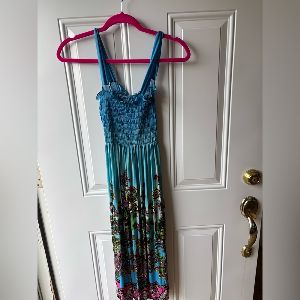 Blue and Green Maxi Dress